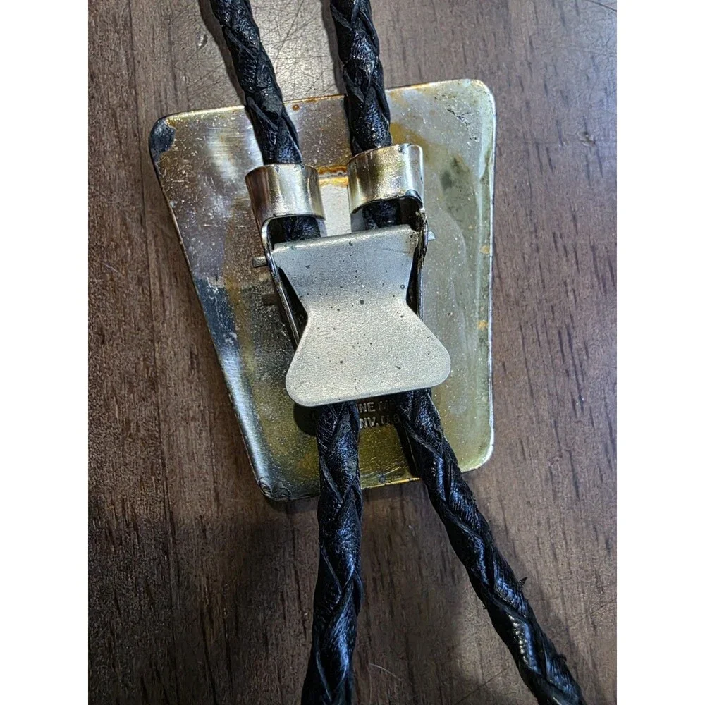 Vintage Navajo Gibson Gene Sterling Silver Western Overlay Bolo Tie